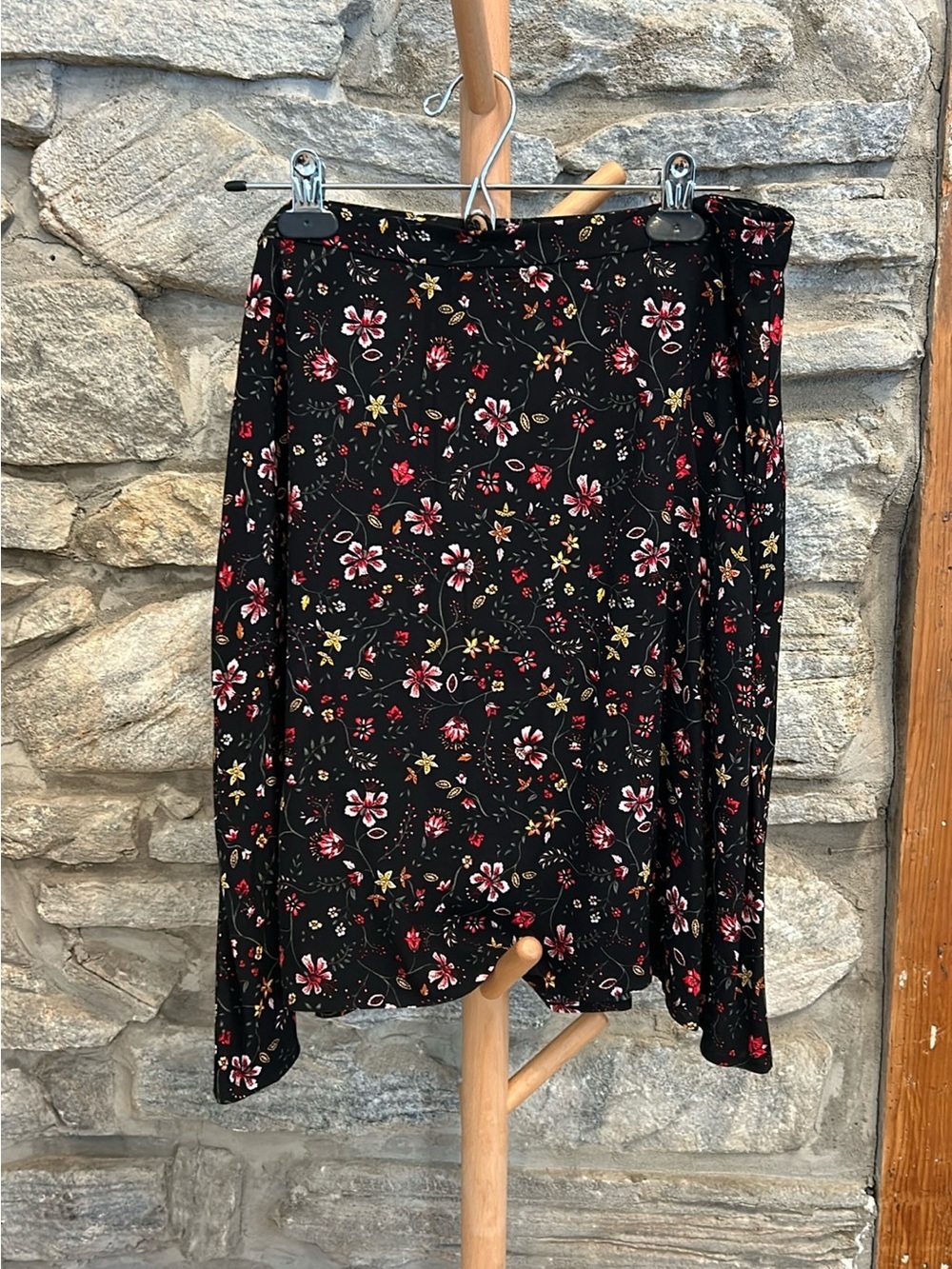 Black Floral A-Line Skirt